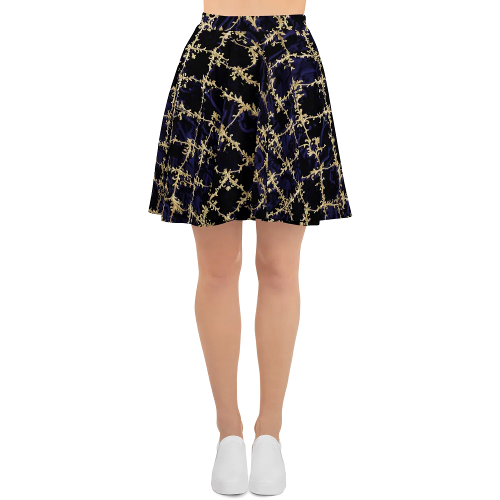 Nocturne Damask on Skater Skirt — Front