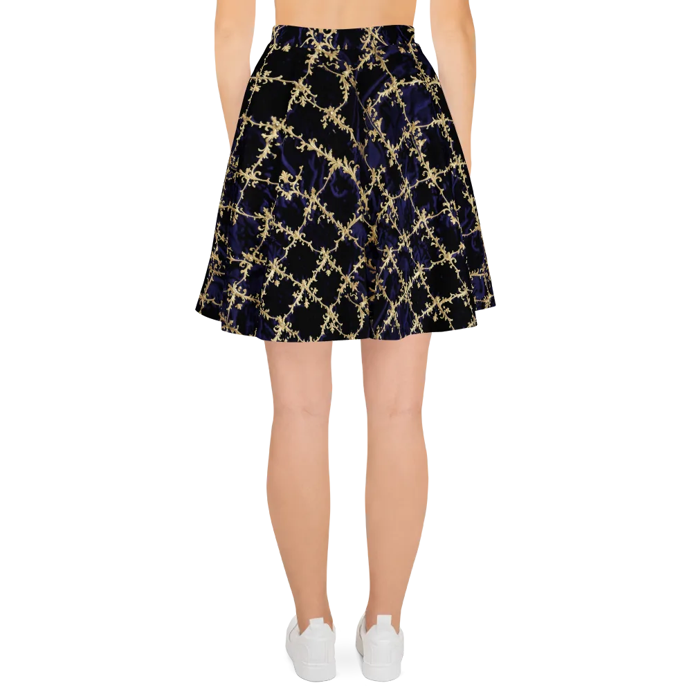 Nocturne Damask on Skater Skirt — Back