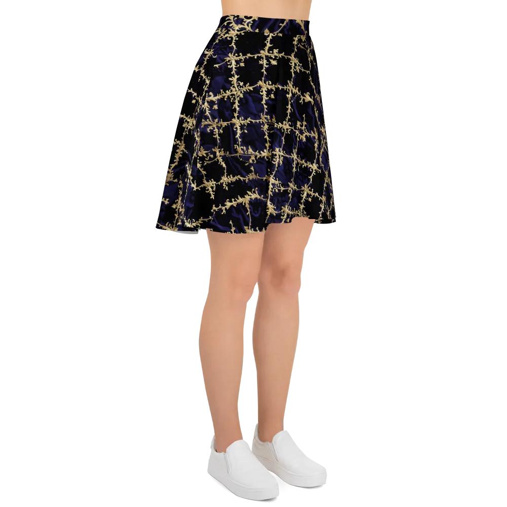 Nocturne Damask on Skater Skirt — Right