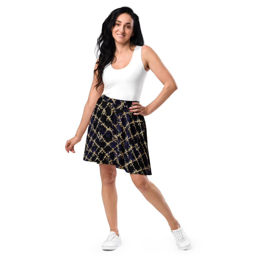 Nocturne Damask on Skater Skirt — Front