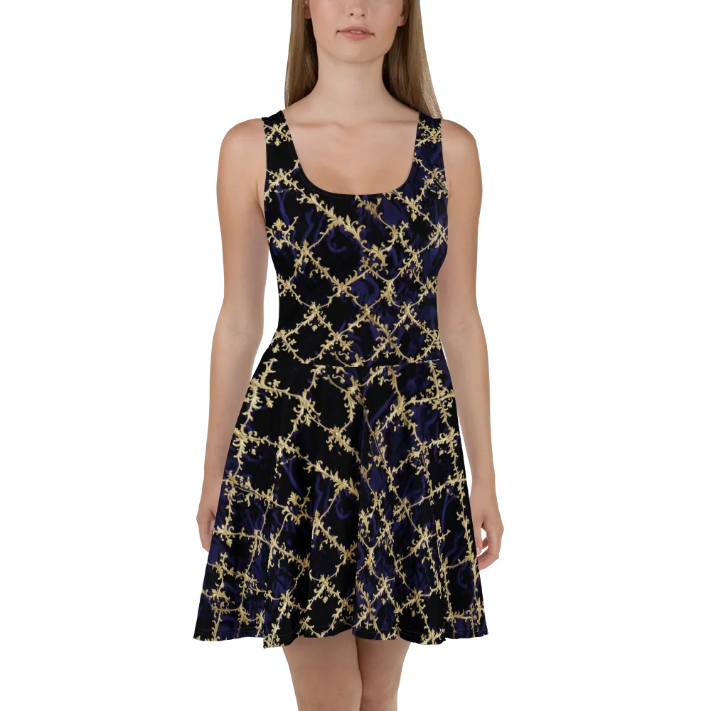 Nocturne Damask on Skater Dress — Front