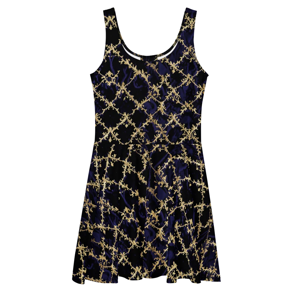 Nocturne Damask on Skater Dress — Front