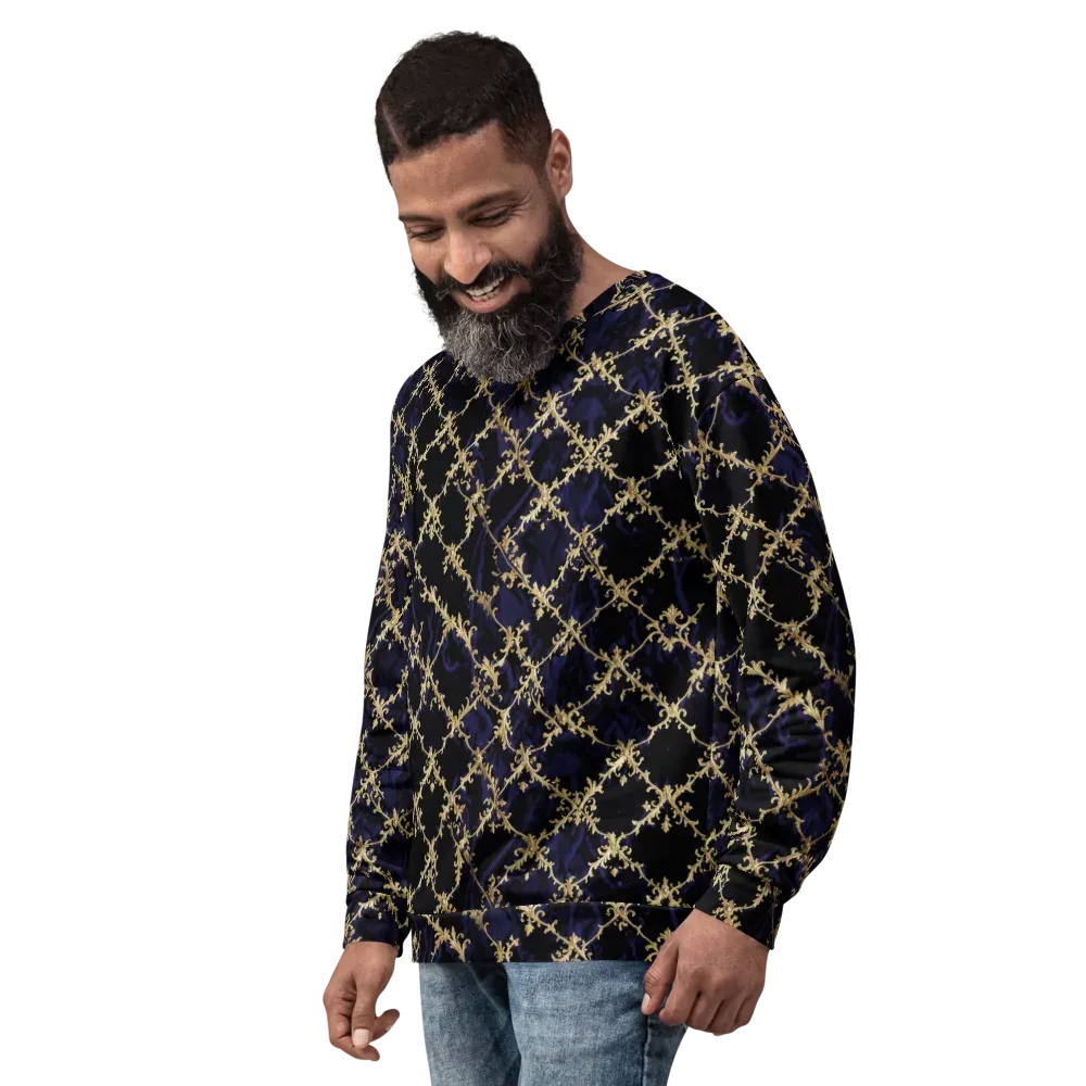 Nocturne Damask on Sweatshirt — Left Front