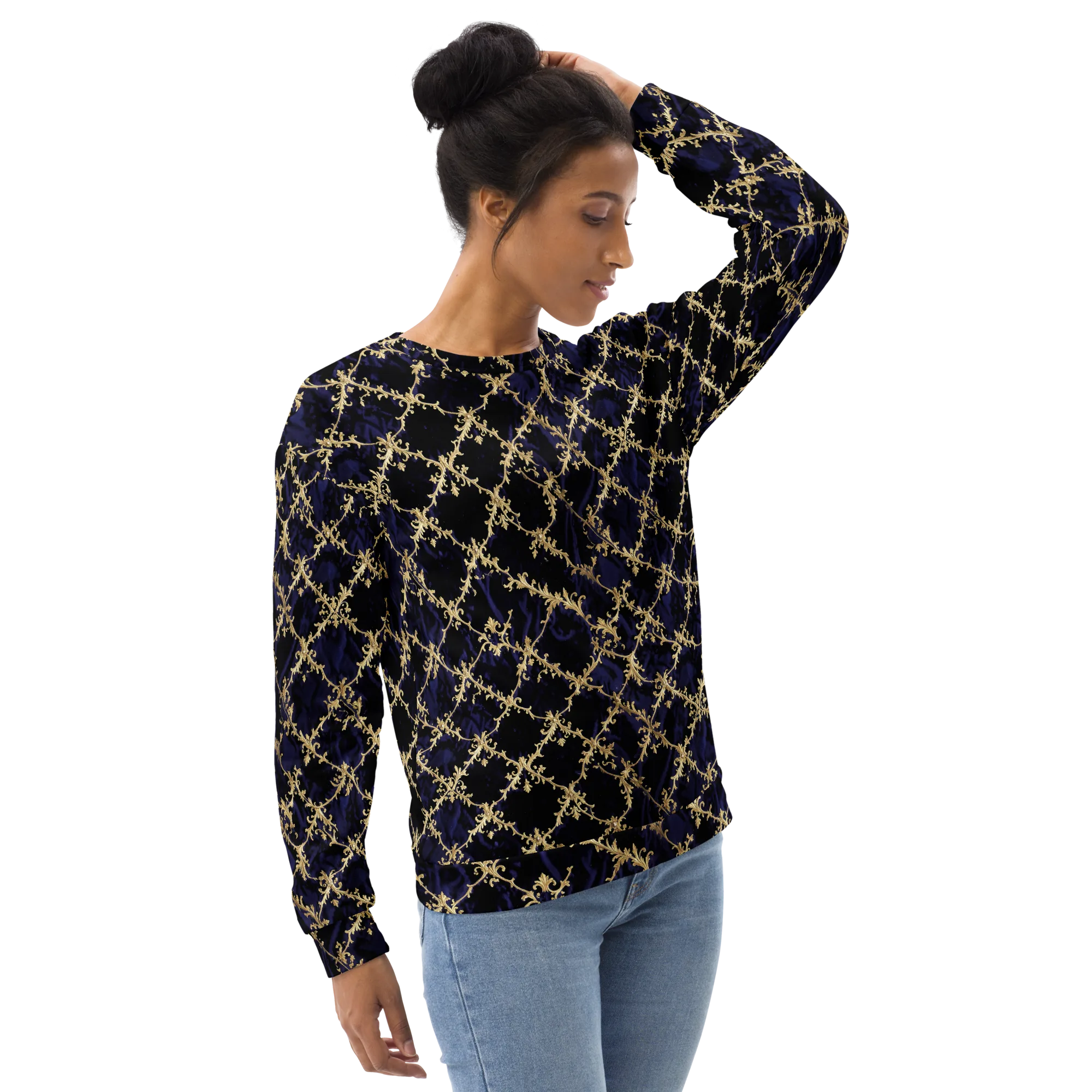 Nocturne Damask on Sweatshirt — Right Front