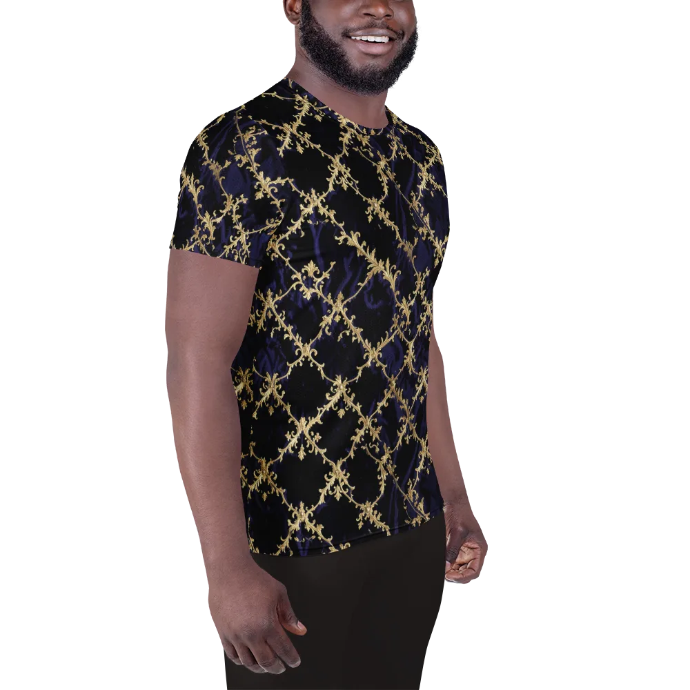 Nocturne Damask on Men's Athletic T-Shirt — Right