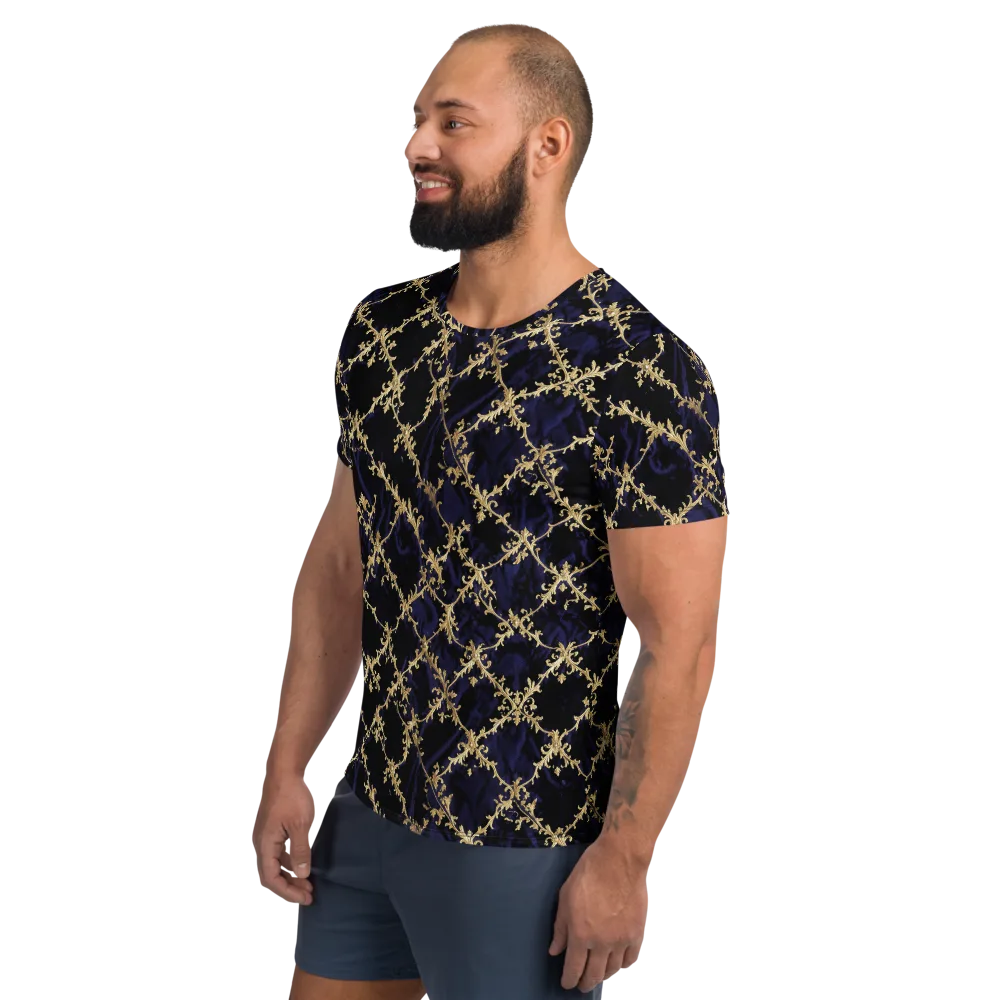 Nocturne Damask on Men's Athletic T-Shirt — Left