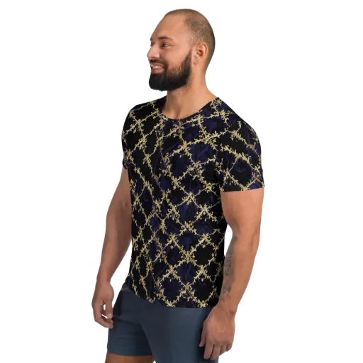 Nocturne Damask on a Men's Athletic T-Shirt