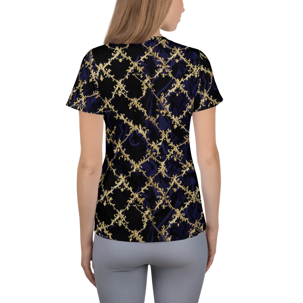Nocturne Damask on Women's Athletic T-Shirt — Back