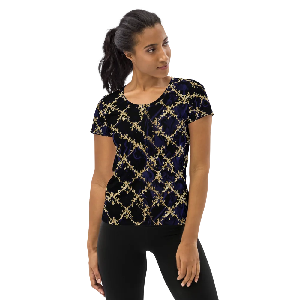 Nocturne Damask on Women's Athletic T-Shirt — Front