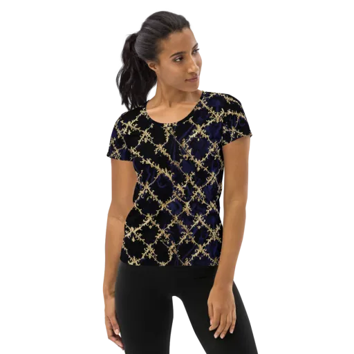 Nocturne Damask on a Women's Athletic T-Shirt