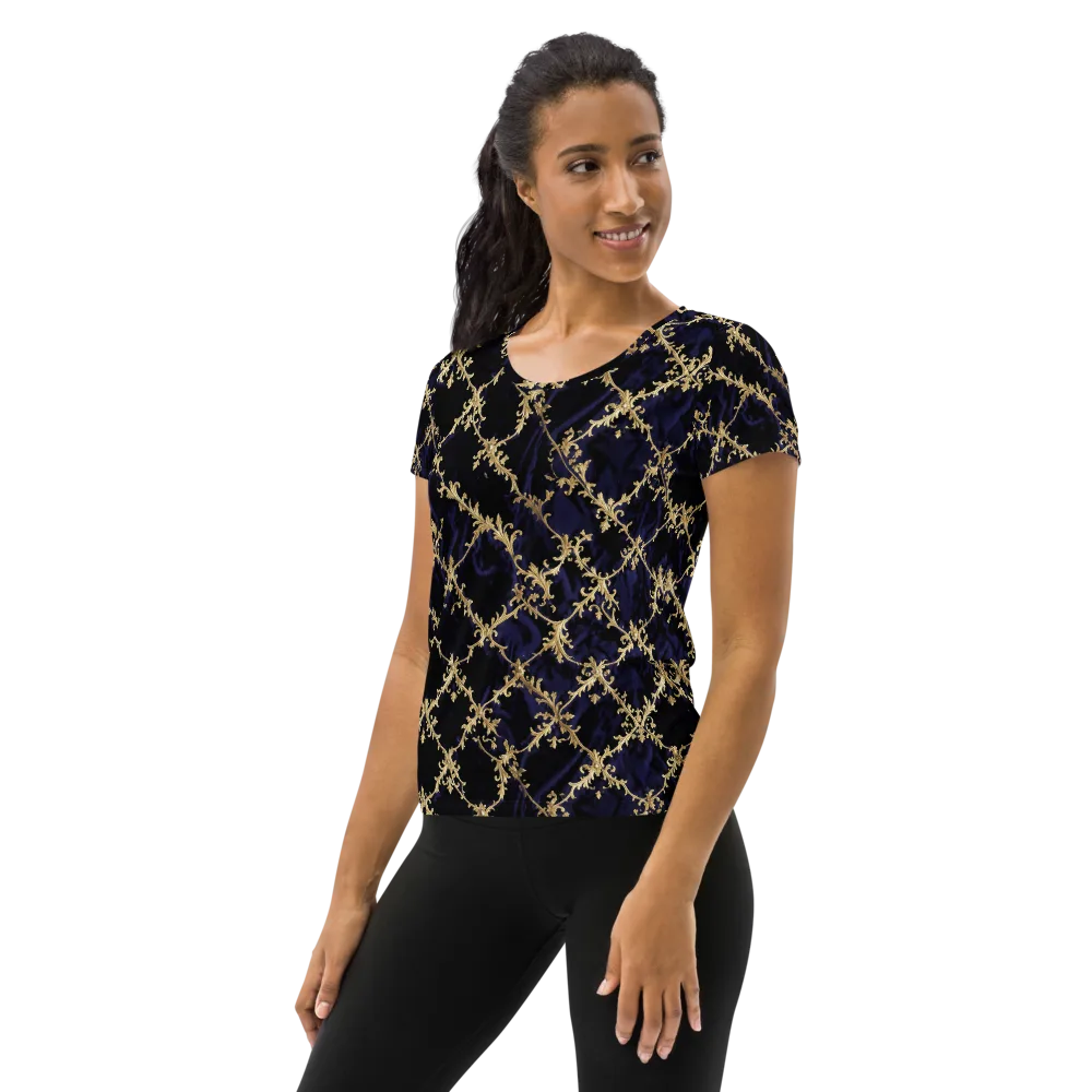 Nocturne Damask on Women's Athletic T-Shirt — Left