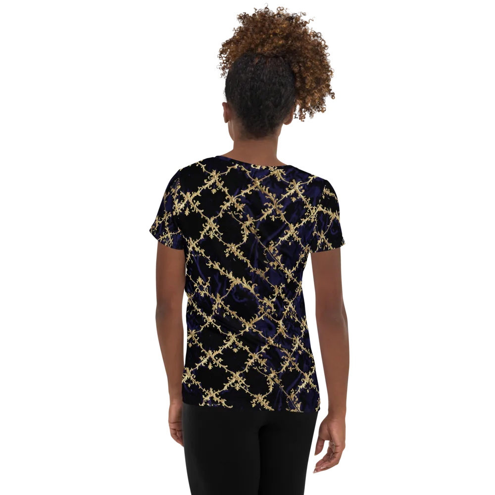 Nocturne Damask on Women's Athletic T-Shirt — Back