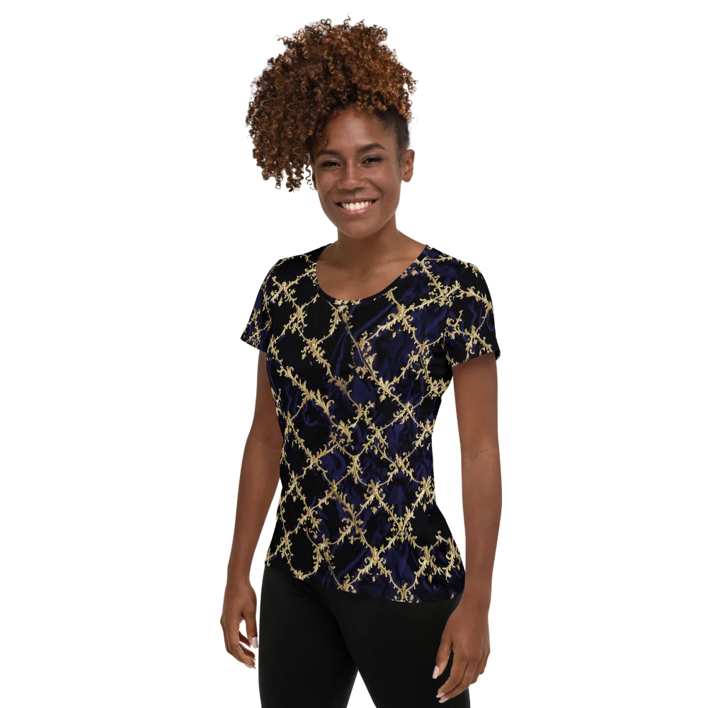 Nocturne Damask on Women's Athletic T-Shirt — Left