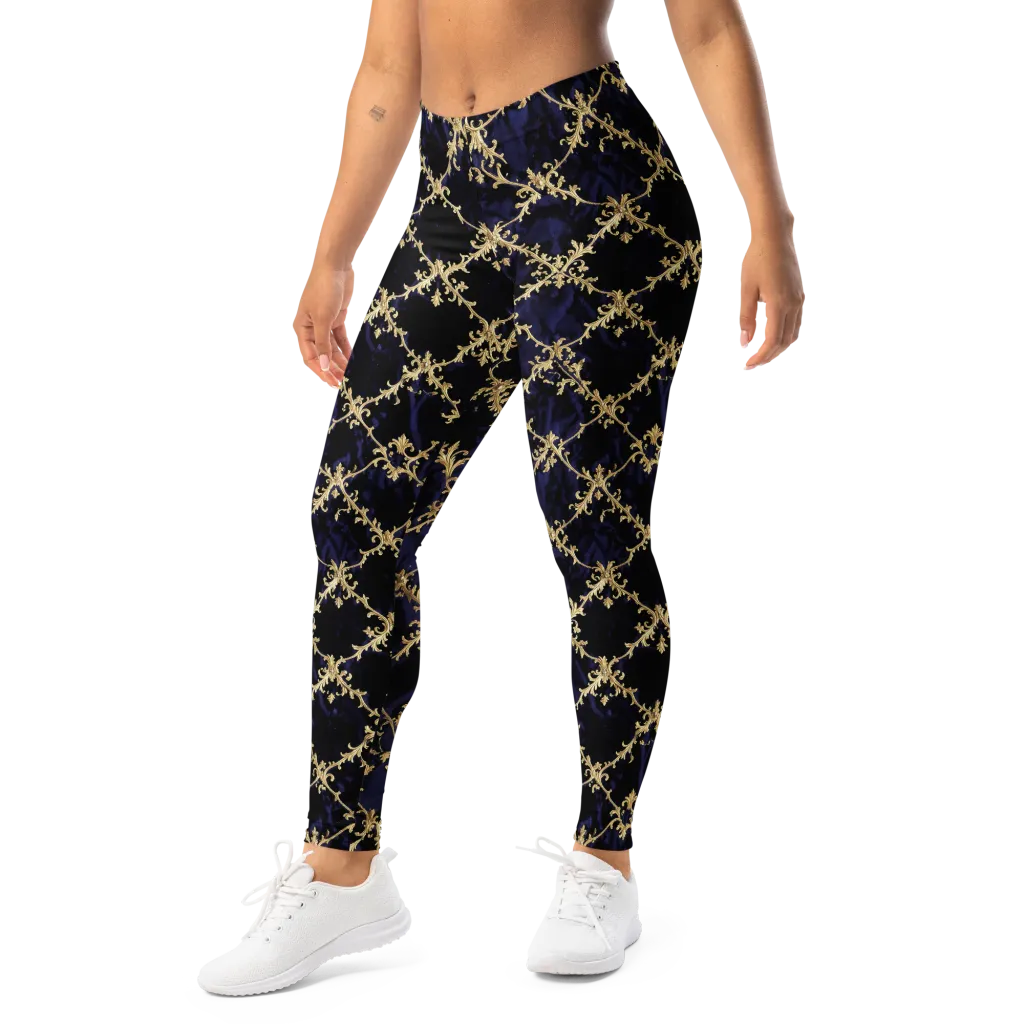 Nocturne Damask on Leggings — Left Front