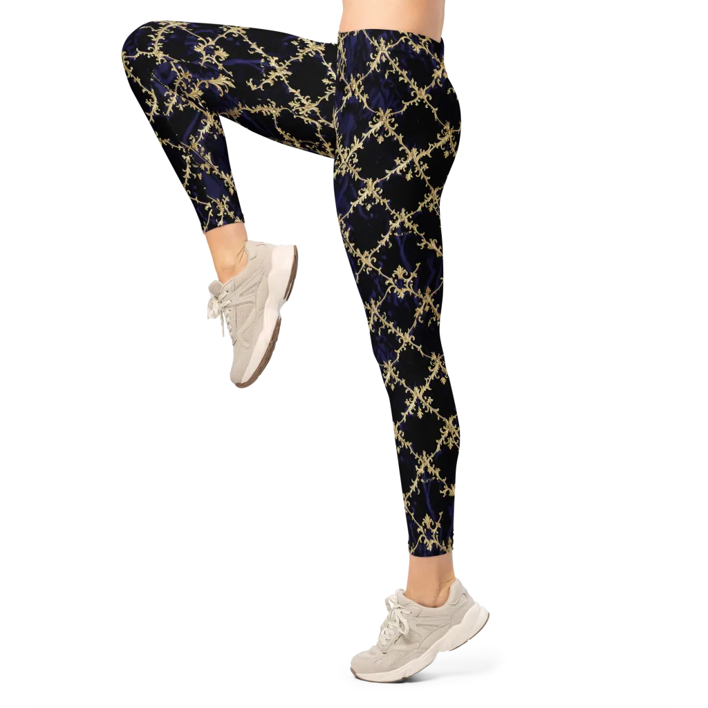 Nocturne Damask on Leggings — Left