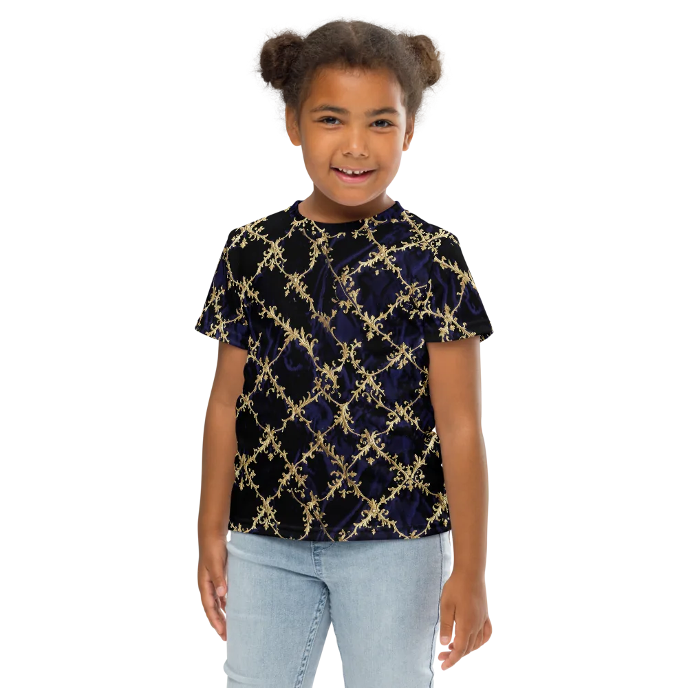 Nocturne Damask on Kids Crew Neck T-Shirt — Front