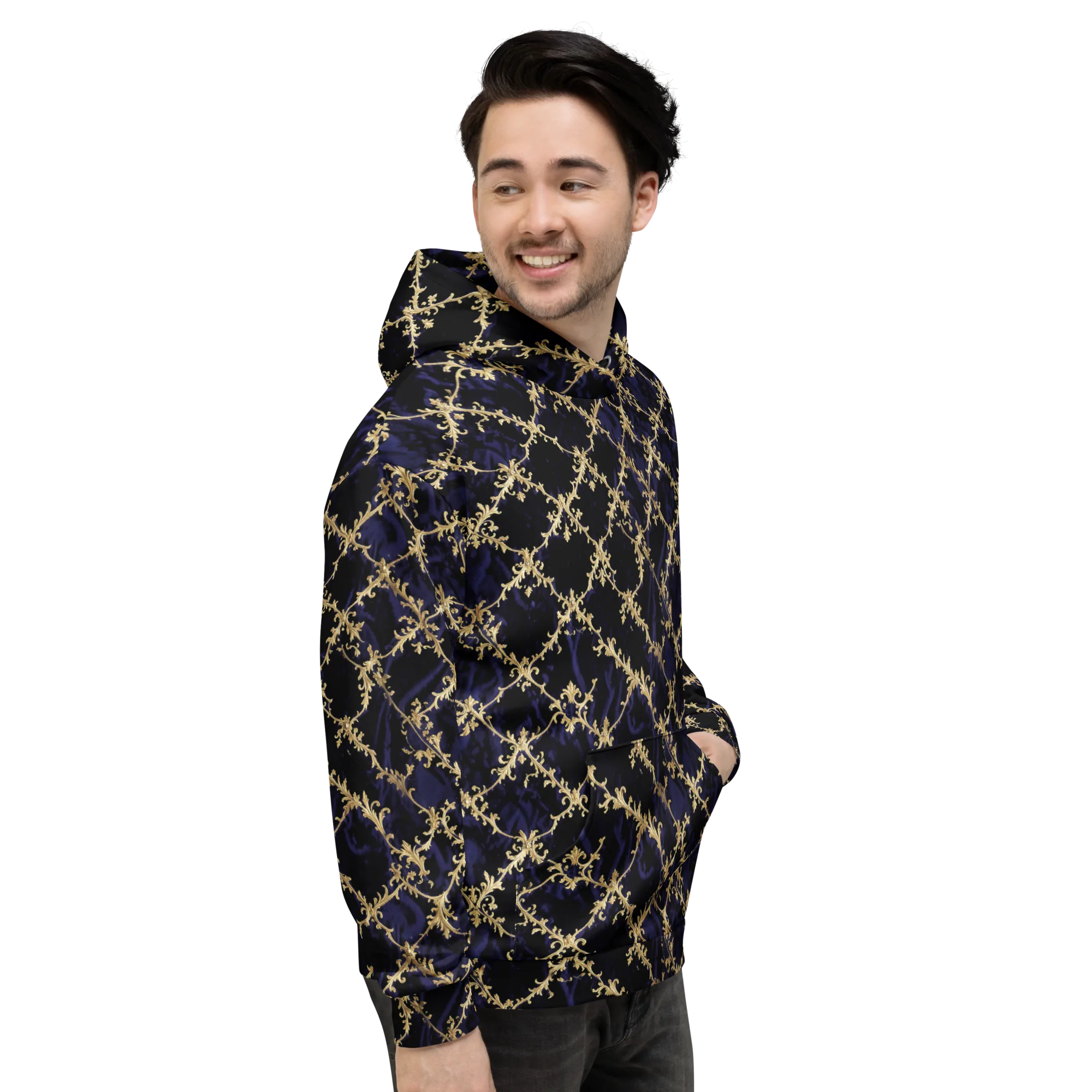 Nocturne Damask on Hoodie — Right