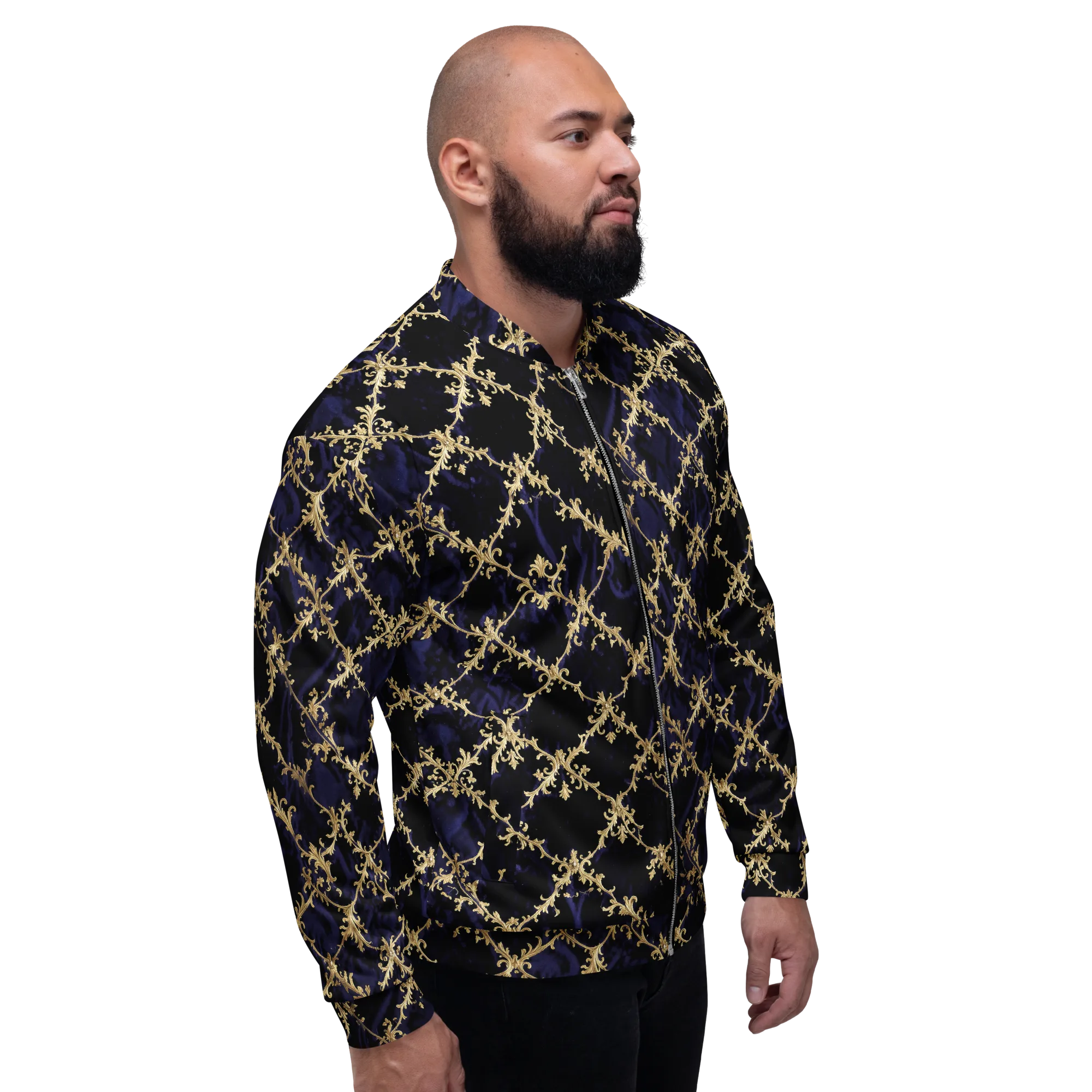 Nocturne Damask on Bomber Jacket — Right