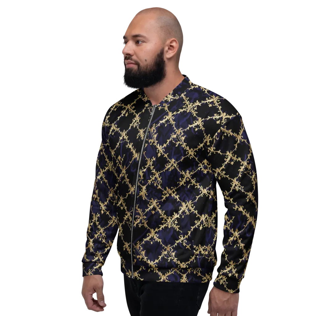 Nocturne Damask on Bomber Jacket — Left