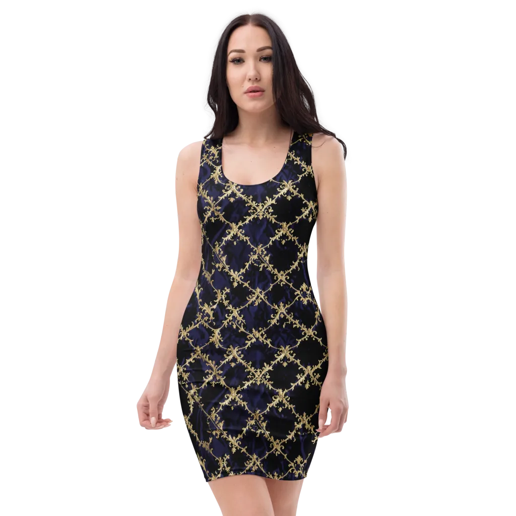 Nocturne Damask on Bodycon Dress — Front