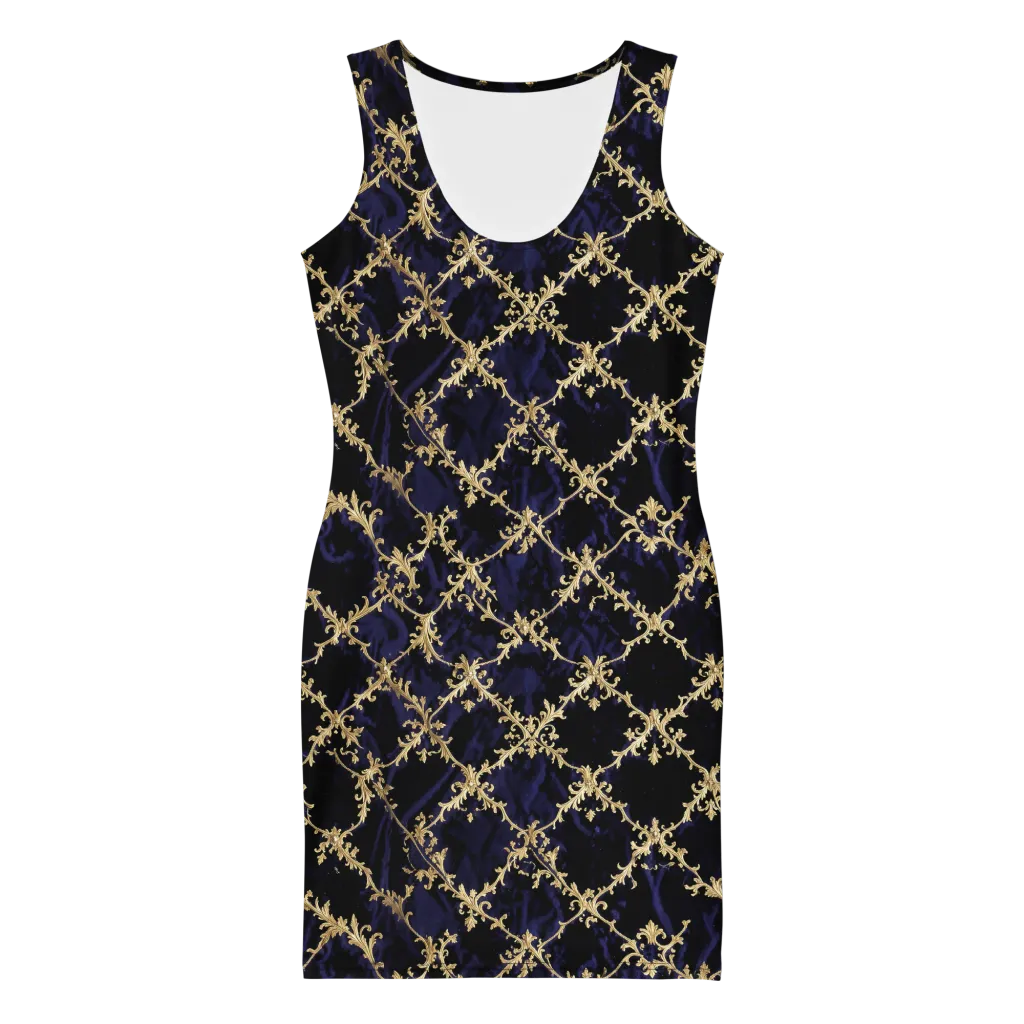 Nocturne Damask on Bodycon Dress — Front