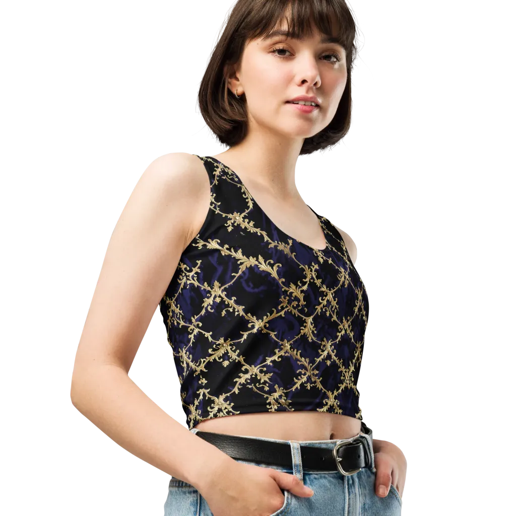 Nocturne Damask on Crop Top — Right Front