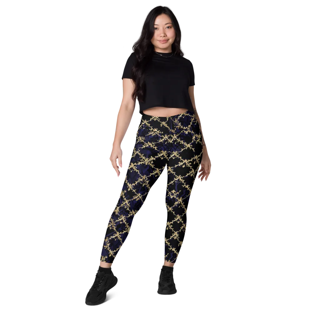 Nocturne Damask on Leggings with Pockets — Front