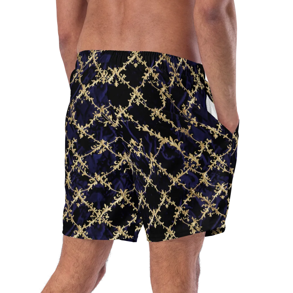 Nocturne Damask on Swim Trunks — Right Back