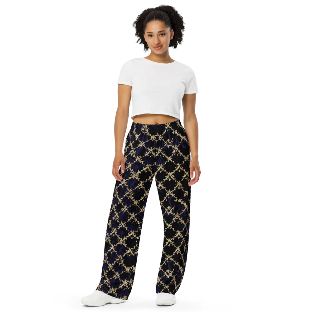 Nocturne Damask on Wide-Leg Pants — Front