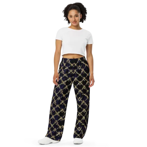 Nocturne Damask on a Wide-Leg Pants