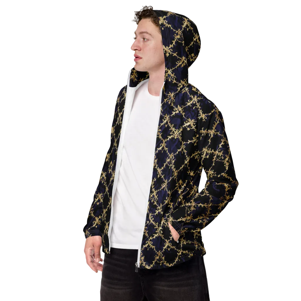 Nocturne Damask on Men's Windbreaker — Left Front