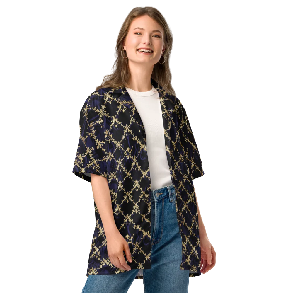 Nocturne Damask on Button Shirt — Front