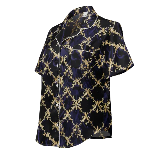 Nocturne Damask on a Women's Short Sleeve Pajama Top