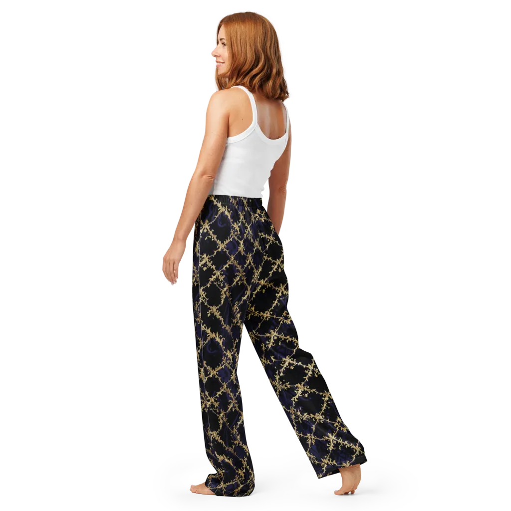 Nocturne Damask on Women's Pajama Pants — Back