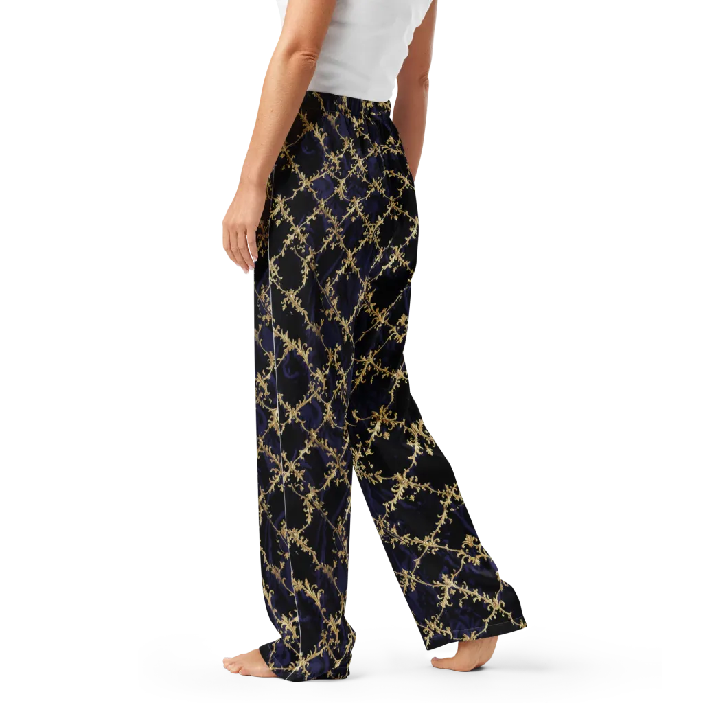 Nocturne Damask on Women's Pajama Pants — Left