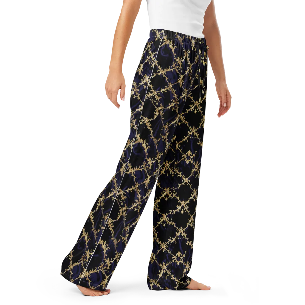 Nocturne Damask on Women's Pajama Pants — Right Front