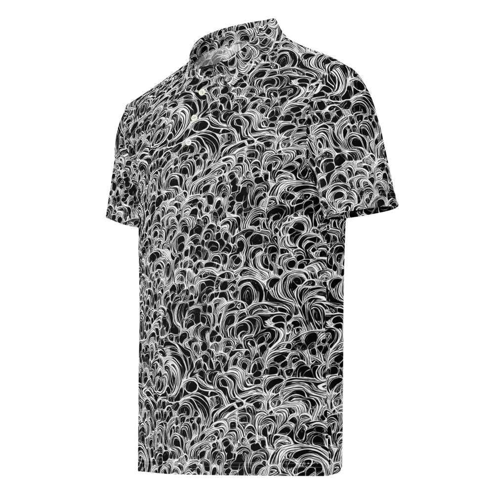 Monochrome Tangle on Men's Slim Fit Polo Shirt — Left Front