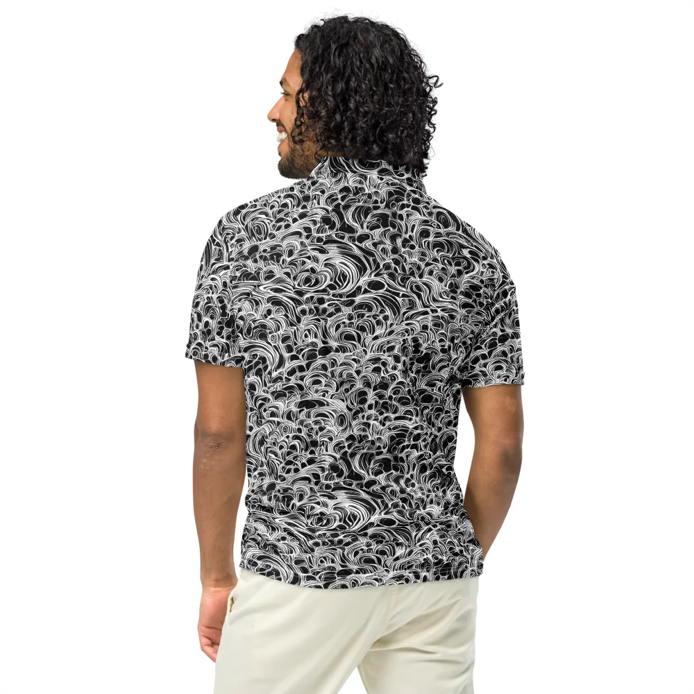 Monochrome Tangle on Men's Slim Fit Polo Shirt — Back