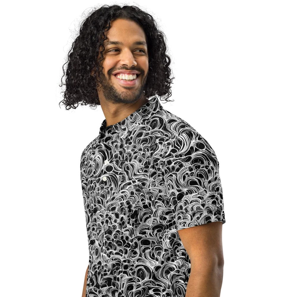 Monochrome Tangle on Men's Slim Fit Polo Shirt — Left Front