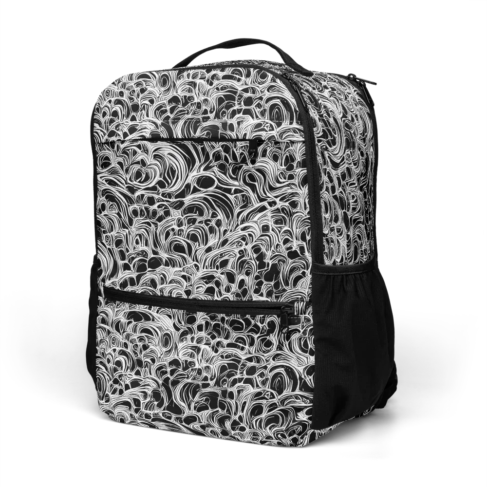Monochrome Tangle on Utility Backpack — Left Front