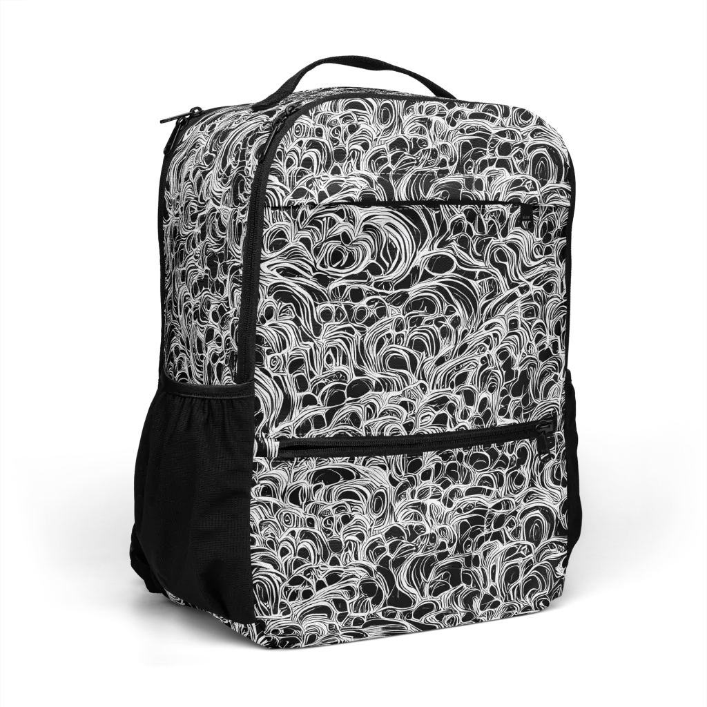 Monochrome Tangle on Utility Backpack — Right Front