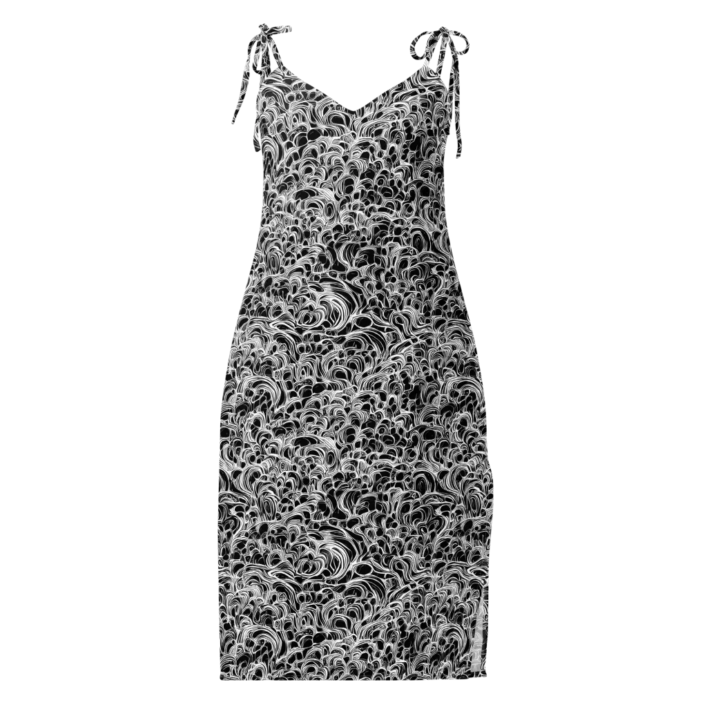 Monochrome Tangle on Slip Dress — Front