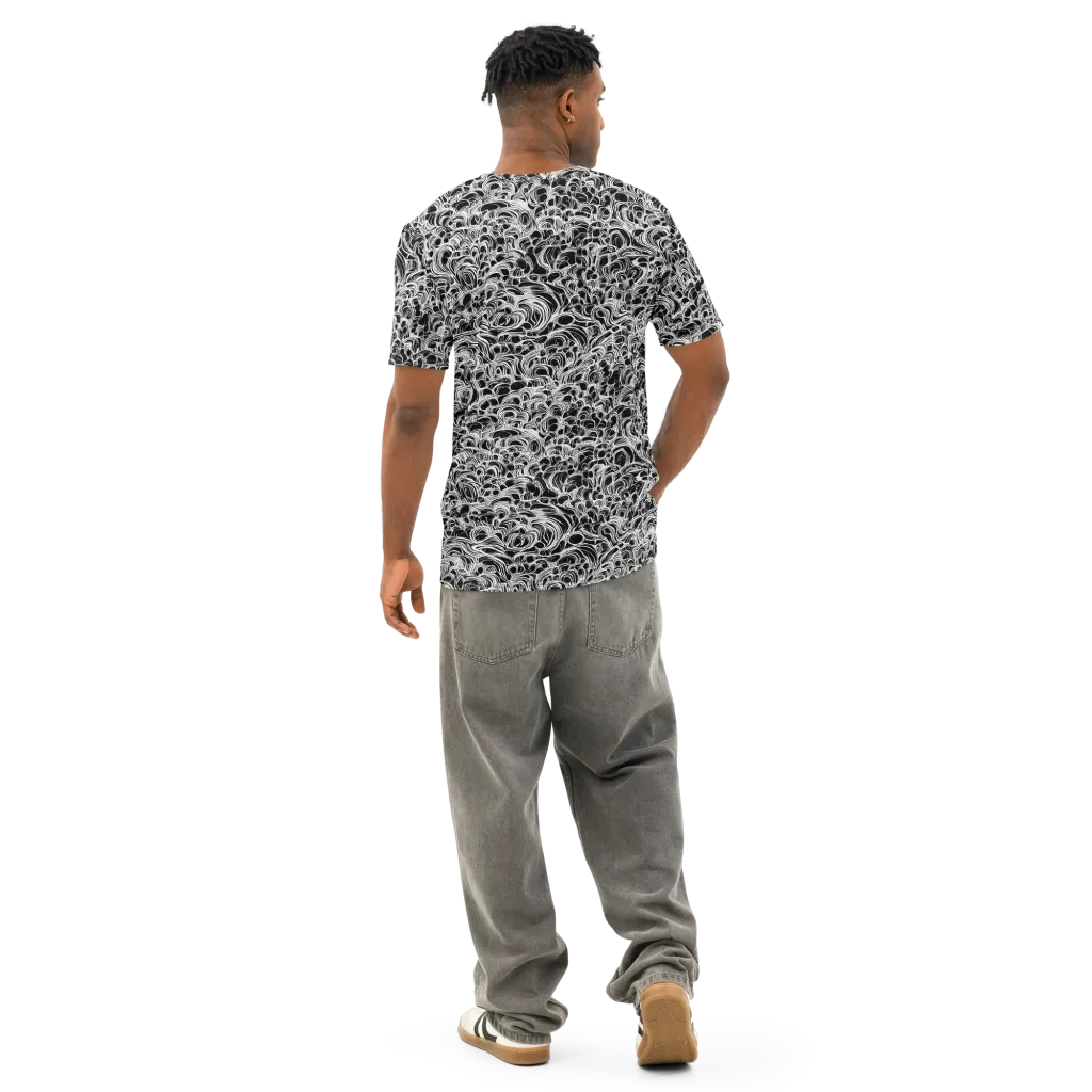 Monochrome Tangle on Men's Cotton Crew Neck T-Shirt — Back