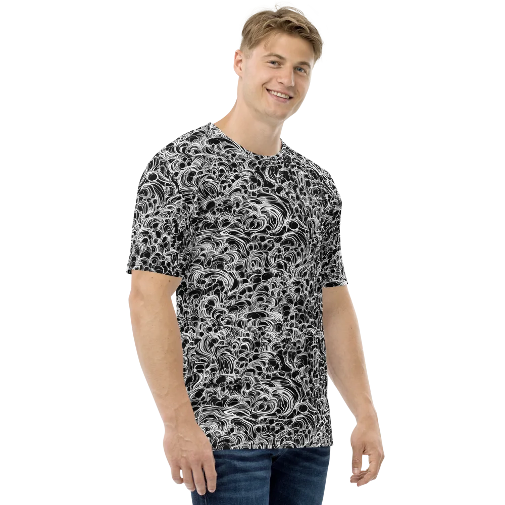 Monochrome Tangle on Men's Crew Neck T-Shirt — Right
