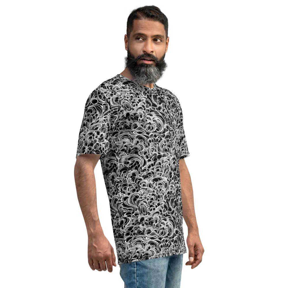 Monochrome Tangle on Men's Crew Neck T-Shirt — Right