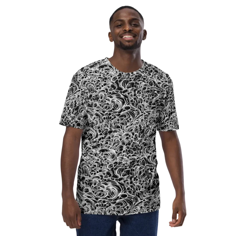 Monochrome Tangle on Men's Crew Neck T-Shirt — Front