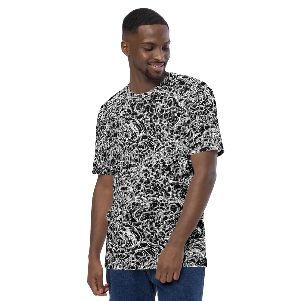 Monochrome Tangle on Men's Crew Neck T-Shirt — Left