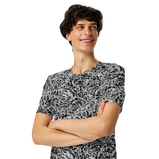 Monochrome Tangle on a Men's Crew Neck T-Shirt