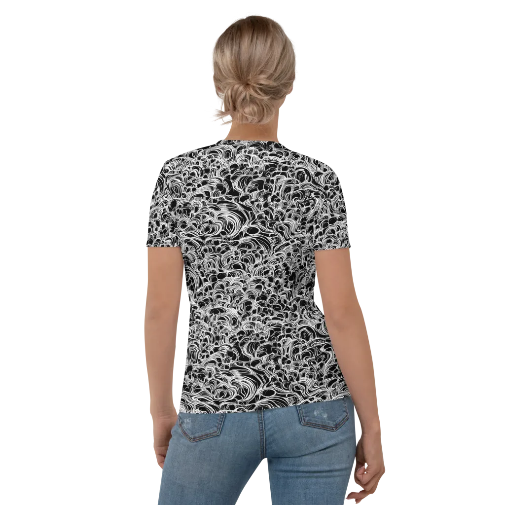 Monochrome Tangle on Women's Crew Neck T-Shirt — Back