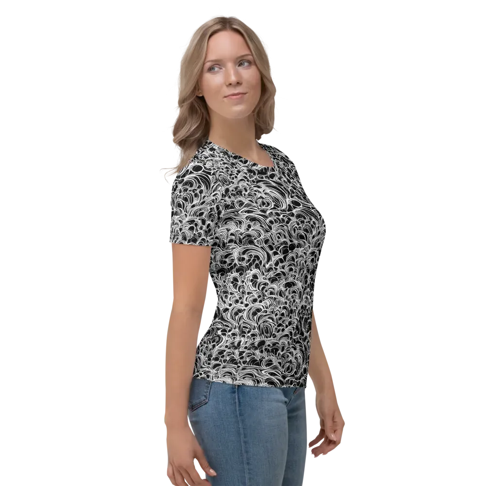 Monochrome Tangle on Women's Crew Neck T-Shirt — Right